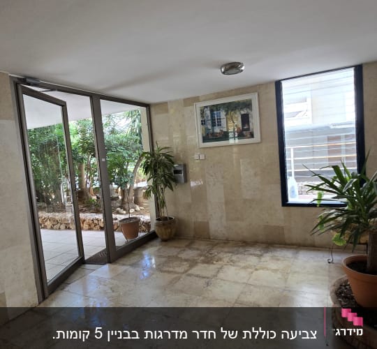 תמונה של ציור תלוי על קיר בלובי בניין